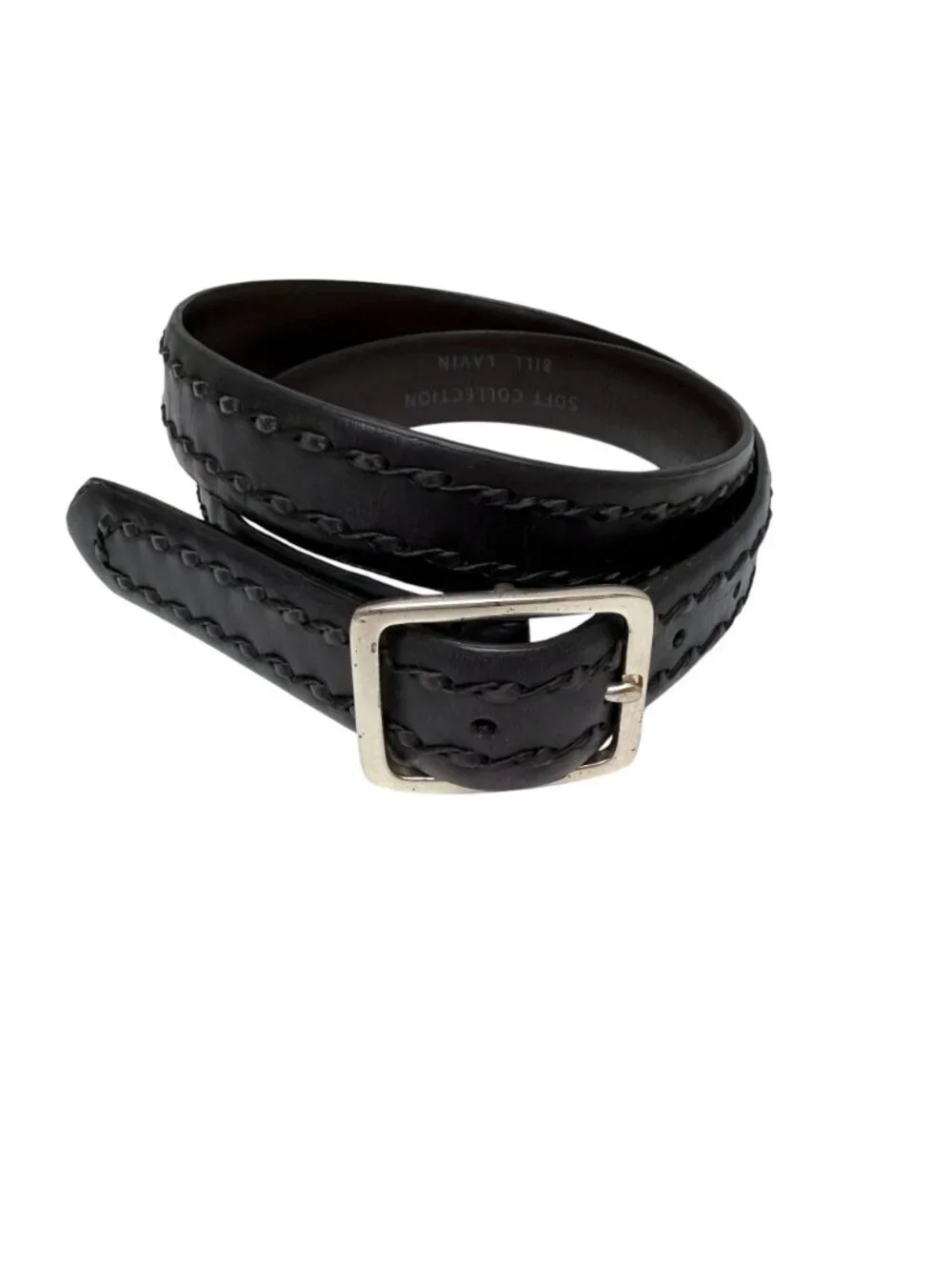 Bill Lavin Mens Belt Size 38 Calfskin Leather Dark Brown Woven Soft Collection